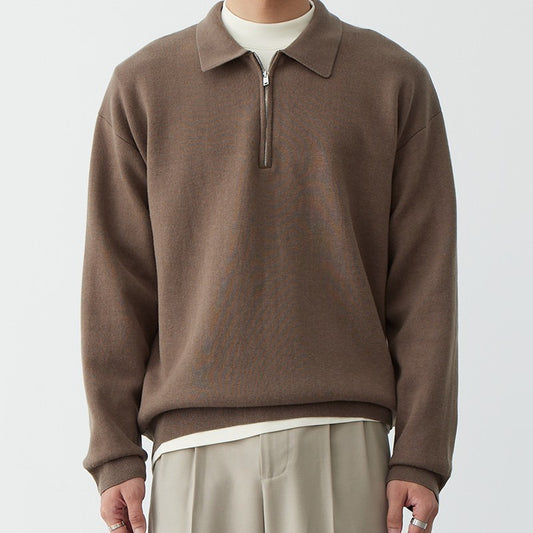 Korean Style Niche Casual Polo Collar Knitwear Sweater For Men