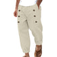 Hawaii Beach Men's Cotton And Linen Trousers With Multiple Buttons