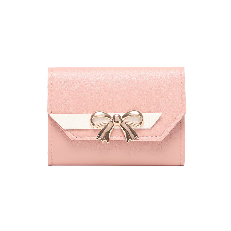 Women's Bow Short Three-fold Snap Button Wallet