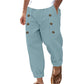 Hawaii Beach Men's Cotton And Linen Trousers With Multiple Buttons