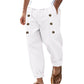 Hawaii Beach Men's Cotton And Linen Trousers With Multiple Buttons