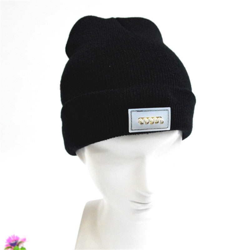 Acrylic Wool Knitted LED Lamp Cap Spring Men's And Women's Outdoor Lighting Luminous Cap